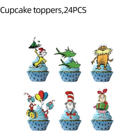 25 Pcs Cat in the Hat Cupcake Toppers Cake Topper Cake decoration for Boys and Girls - Buy Online on GoSupps.com