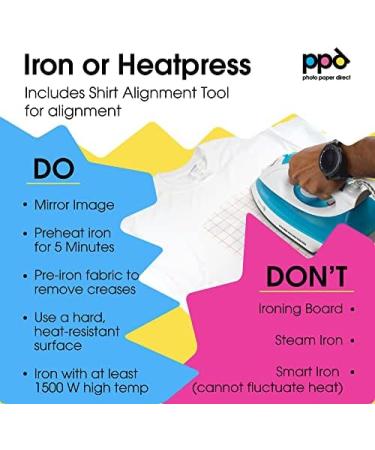 PPD Inkjet Premium Iron-On T-Shirt Transfers Paper - Pack of 10 Sheets, 8.5x11 - for White and Light Color Fabrics (PPD001-10) - Buy Online on GoSupps.com