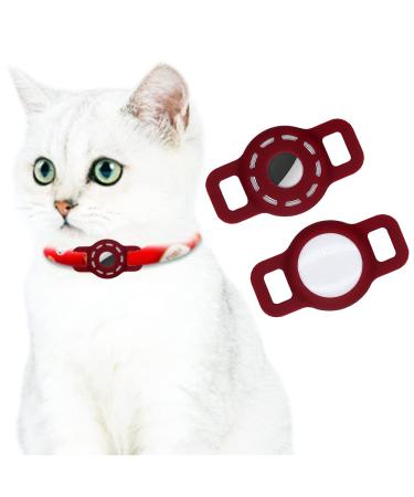 AirTag Silicone Case for Dog Collar Adjustable Portable AirTag GPS Finder Case for Cat Dog Collar 2 Pack (Purple)