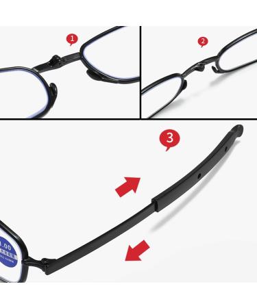 Lightweight Folding Metal Reading Glasses Blue Light Blocking Readers Portable Glasses with Keychain Bags(Couleur:Noir Grandeur:1.0x) - Buy Online on GoSupps.com