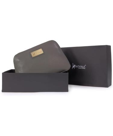 Catwalk Collection Handbags | Ladies Leather Makeup Bag | Medium Cosmetic Bag - Emma in Grey - Ideal for Handbag Essentials - Buy Online on GoSupps.com