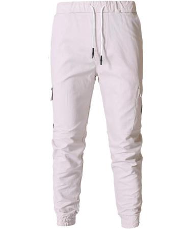 Men's Stretch Cargo Pants - Big Size Streetwear Hiking & Lounge Pants - Activewear Running Trousers 3XL White - Buy Online on GoSupps.com