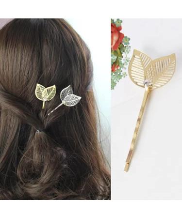 Vintage Leaf Hair Clips 8PCS/4Pairs - Elegant Retro Bobby Pins for Women - Wedding & Party Accessories in Gold & Silver - Buy Online on GoSupps.com