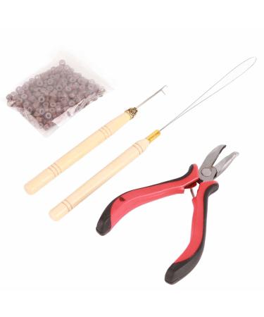 4-Piece Hair Extension Tool Set | Non-Slip Silicone Iron Alloy | Curved Tip Pliers (Brown) - Perfect for Easy Hair Extensions - Buy Online on GoSupps.com