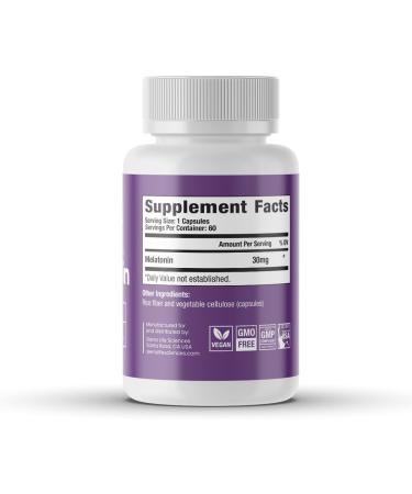 SIERRA LIFE SCIENCES 30 mg High Dosage Melatonin in Easy-to-Swallow Capsules - 60 Servings - Buy Online on GoSupps.com