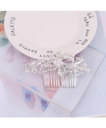 BSLVWG Bridal Wedding Hair Clip Comb Bridal Flower Side Hair Clips Pearl Bridal Headpiece Wedding Accessories for Women and Girls (03) - Buy Online on GoSupps.com