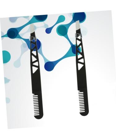 Healeeved Eyebrow Tweezers Set - 6 Dual Use Makeup Tools & Accessories for Perfect Brows | 3 Black Tweezers 10x1cm - Buy Online on GoSupps.com