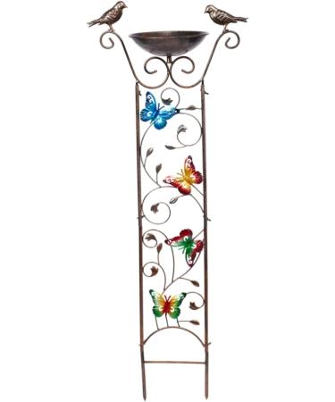 2-in-1 Metal Bird Water & Feed Station with Decorative Butterfly - Wet Mosy Bird Potions & Garden Tin Grilles - Retro Removable Bird Water Dispenser - Buy Online on GoSupps.com