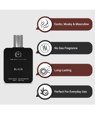 The Man Com.pany Black Edt Perfume For Men - 50Ml Premium Long Lasting Fragrance Spray Gift For Him - Fresh - Buy Online on GoSupps.com