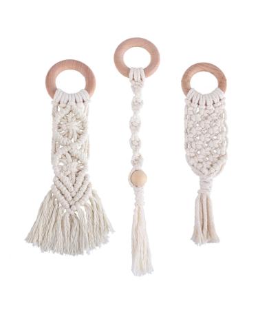 3 Pcs Teething Stick Toy Manual Beech Tooth Stick White
