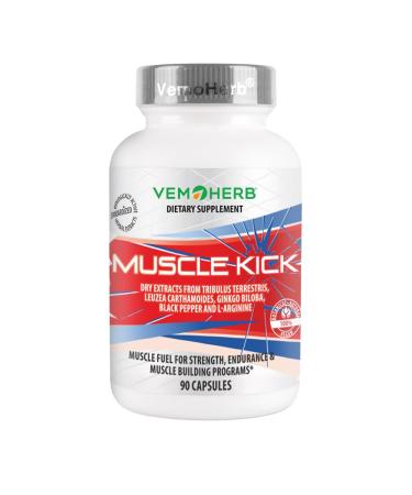 Muscle Kick - Beta Ecdysteron with Bulgarian Tribulus 50: 1 extract combined with L arginine Ginkgo Biloba & Piperin - Natural anabolic steroid for muscle building energy & power - 90 capsules