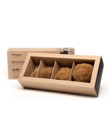 Menstrual sponges made of 4 pieces with a needle and cotton cord - not bleached - 4-9 cm height Cutting menstrual sponges - Alternative to bind or tampons |4 pieces |Aristos