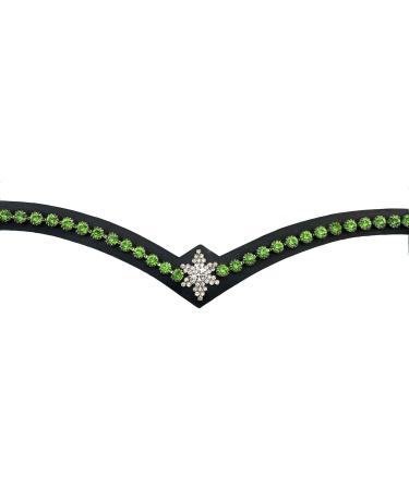 Leone Equipment Browband Horse Glitter Gift Box | Full/Warmblood | Green Stones & Black Leather - International Shipping Available - Buy Online on GoSupps.com