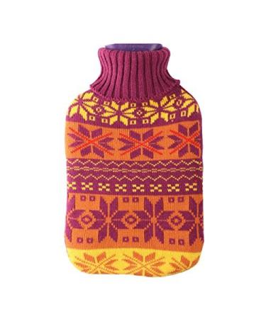 Large 2 Liter Soft Cute Hot Water Bottle Knit Cover - ONLY Cover (2 L, Snowflake)