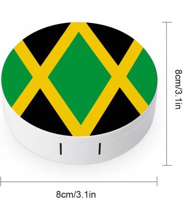 Jamaican Flag Round Case For Contact Lens Kit Storage Box with Mirror Printed - Buy Online on GoSupps.com