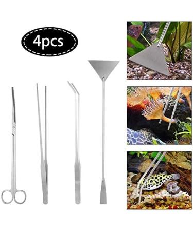 miuse Aquarium Scissor Tweezers Spatula Tool - 4 in 1 Stainless Steel Aquatic Plants Aquascaping Tools Set for Fish Starter Kits & Aquariums Tank - Buy Online on GoSupps.com