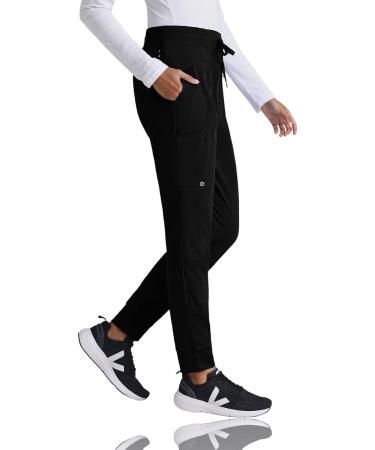 Barco One Boost Women's Scrub Jogger - Mid-Rise 4-Way Stretch Yoga Style Medical Pant - Medium Black - Buy Online on GoSupps.com