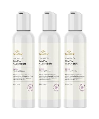 Swanson Tea Tree Oil Facial Cleanser 8 fl Ounce (237 ml) Liquid (3 Pack)