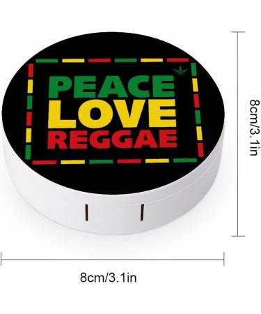 Peace Love Reggae Round Case For Contact Lens Kit Storage Box with Mirror Printed - Buy Online on GoSupps.com