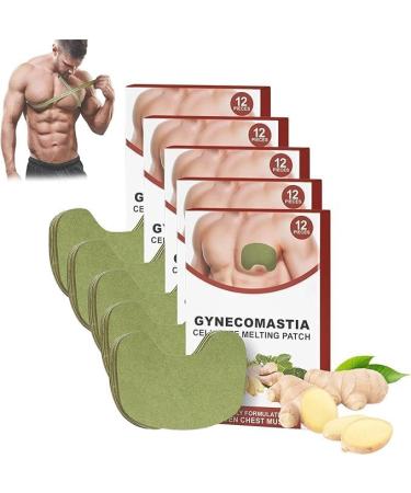 (Must - Have) 5 Boxs-60Pcs RED TurmericMax Gynecomastia Compress Patch - RED Gynecomastia Cellulite Melting Patch RED Gynecomastia Patch Chest Belly Fat Remove for Men