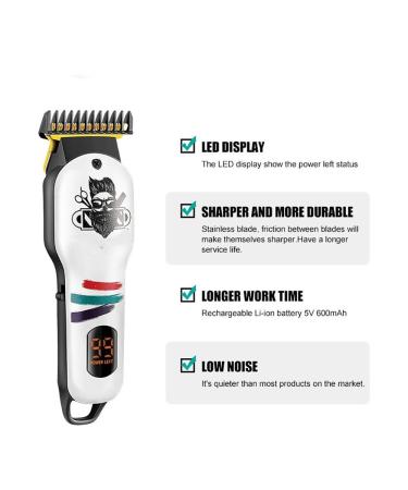 Buy Professional White Hair Clippers for Men - Electric Hair Trimmer & Beard Trimmer - Buy Online on GoSupps.com