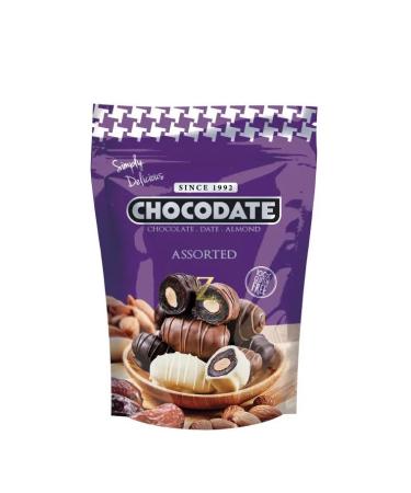 Dates Stuffed with Almonds and Coated with Chocolate | Individual Pack of 100g (100g, Assortment)