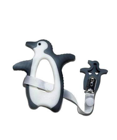 Bickiepegs Peggie the Penguin Sensory Bite Toy | Dental Aid for Babies & Toddlers | Front Gray & White Clip-On Teether - Buy Online on GoSupps.com