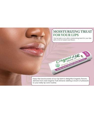 OrganiLip Organic Lip Balm Acai Flavor Ultra Hydrating Lip Moisturizer for Cracked or Dry Lips Infused With Organic Sea Buckthorn Oval Shaped Tube USDA Certified Organic 30 Pack - Buy Online on GoSupps.com