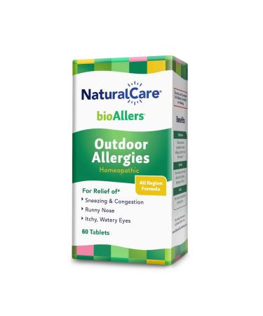 NaturalCare Outdoor Allergies Homeopathic Tablets by bioAllers 60ct | May Provide Support Through Sinus Congestion Sneezing & Runny Nose Itchy Watery Eyes 60 Count (Pack of 1)