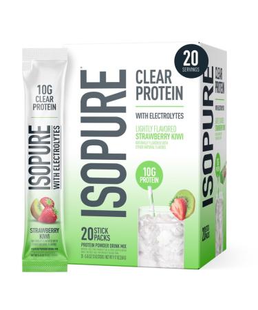 Isopure Clear Protein Stick Pack Strawberry Kiwi 20 Count (Pack of 1) Clear Protein Stick Packs Strawberry Kiwi 1.25 Pound (Pack of 1)
