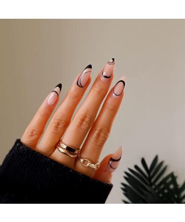 6 Packs Almond Design Press On Nails - 144 Pcs Medium Fake Nails for Women and Girls - Buy Online on GoSupps.com