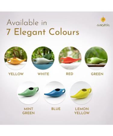 Sarveda Ayurvedic Neti Pot for Nasal Cleansing & Sinus - Handcrafted Ceramic (Blue) - 185ml - Buy Online on GoSupps.com