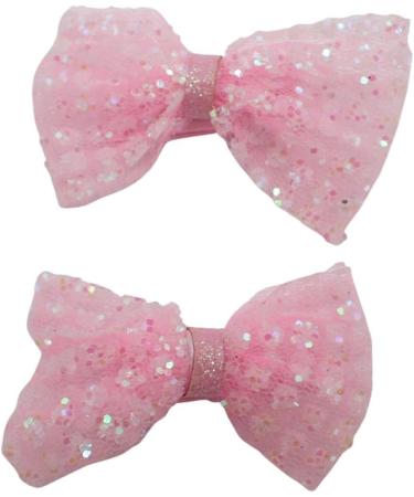 Topkids Accessories 2pc Hair Bows Set Stylish Fashion Cute Bow Hair Clips Alligator Beak Bow Hair Slides Party Festival Hair Accessories Girls Children's Women's Wedding (Pink Glitter) - Buy Online on GoSupps.com