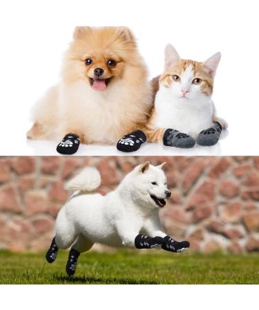 Anti Slip Dog Socks with Adjustable Strap for Indoor Traction Control - Black/Gray S (8 Pieces) - Buy Online on GoSupps.com