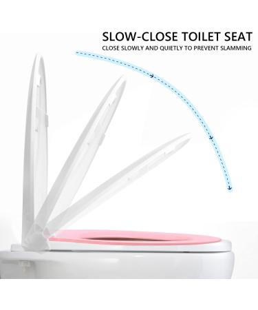 Elongated Pink Toilet Seat with Built-In Child Seat | Slow Close, Easy Install | Quick Release, Easy Clean | Magnetic Kids Seat | American Standard Hinges | Suitable for Adults and Children - Buy Online on GoSupps.com