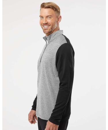 adidas Men's Heather Block Print Quarter-Zip Pullover - Large Grey Three Melange - Buy Online on GoSupps.com
