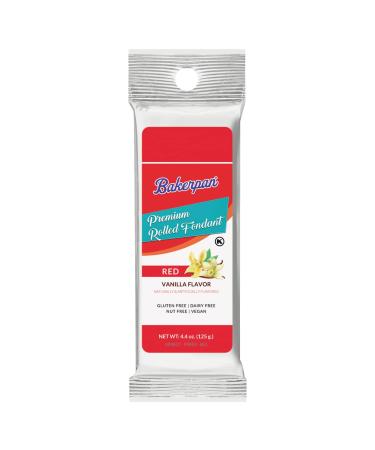 Bakerpan Premium Rolled Red Fondant, Vanilla Flavor - 4.4 Ounces