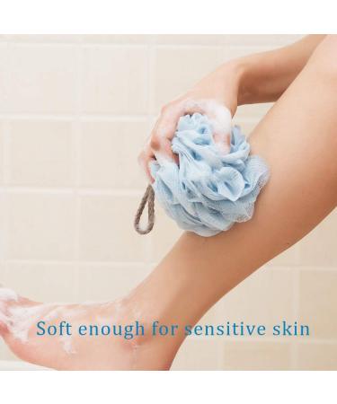 4 Pack Extra Large Bath Loofah Sponge Set - Mesh Pouf Scrubber for Shower, Pink White Blue Green - Buy Online on GoSupps.com