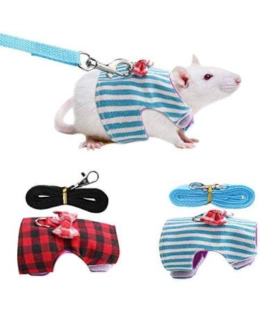 Small Pet Harness Set with Bowknot and Bell - Comfort Padded Vest for Ferret, Rat, Iguana, Hamster - 2PCs - Buy Online on GoSupps.com