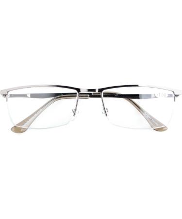 Eyekepper Half Rim Metal Reading Glasses - Spring Hinge Metallic Blue Grey +2.00 | International Shipping Available - Buy Online on GoSupps.com