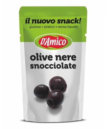 Italian Gourmet ER DAmico Il Nuovo Snack Olive Nere Snocciolate Destoned black olives without liquid 75 g