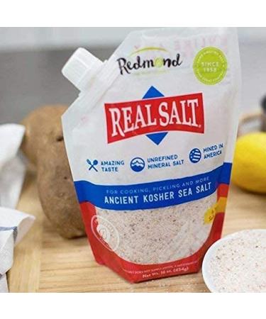 Redmond Real Kosher Salt - 16 oz Pouch (3 Pack) | Pure, Natural Seasoning - Buy Online on GoSupps.com