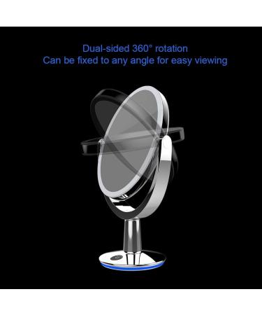 FVLFIL Biomax Superstar Oval Dual-Sided Lighted Makeup Mirror - 1X/5X Magnification, 360 Rotation, Adjustable Brightness, Brushed Nickel - Buy Online on GoSupps.com