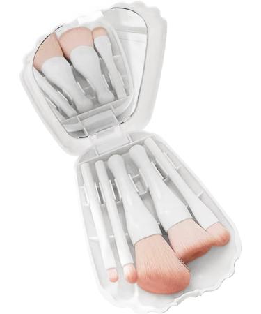 Daily Use With Mirror Box Makeup Brush Beauty Tools Shell Mini Travel(White) - Buy Online on GoSupps.com