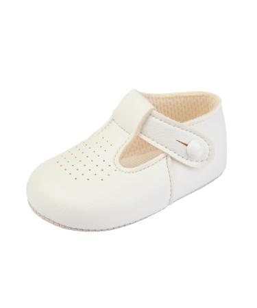 Early Days Baypods Baby Shoes for Boys & Girls Soft Soled Pre Walker Shoes Soft Faux Leather Baby Boys & Baby Girls Shoes B625 T Bar Style Shoe with Hole Punch Made in England 3 UK Child White