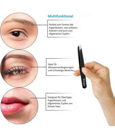 Rikans Precision Tweezers Set Pack of 4 Black Professional Tweezers Handy Carry Pouch Superior Stainless Steel Tweezer Set Splinters Eyebrows Facial or Ingrown Hair Blackheads Remover - Buy Online on GoSupps.com