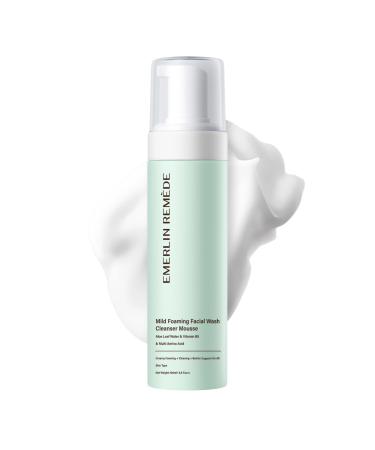 Emerlin Rem de Mild Foaming Facial Wash Cleanser Mousse with Aloe Leaf Water Amino Acids & Vitamin B5 Gentle Hydrating Face Wash for All Skin Types 200ml