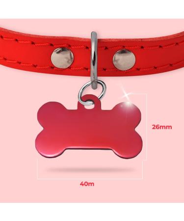 Personalized Bone-Shaped Pendants for Medium to Large Dogs & Cats - Ibera Gifts - Custom Engraving for Collars - Paws Red - Buy Online on GoSupps.com