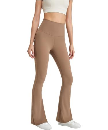ESCBUKI High Waist Flare Yoga Pants for Women - Tummy Control Sweatpants - Medium Khaki - Buy Online on GoSupps.com