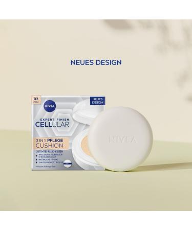 Nivea Cellular Expert Finish 3in1 Care Cushion Foundation for Medium Skin Tones - Hyaluron & Collagen Booster SPF 15 Moisturizing Makeup Pack of 2 - International Shipping Available - Buy Online on GoSupps.com